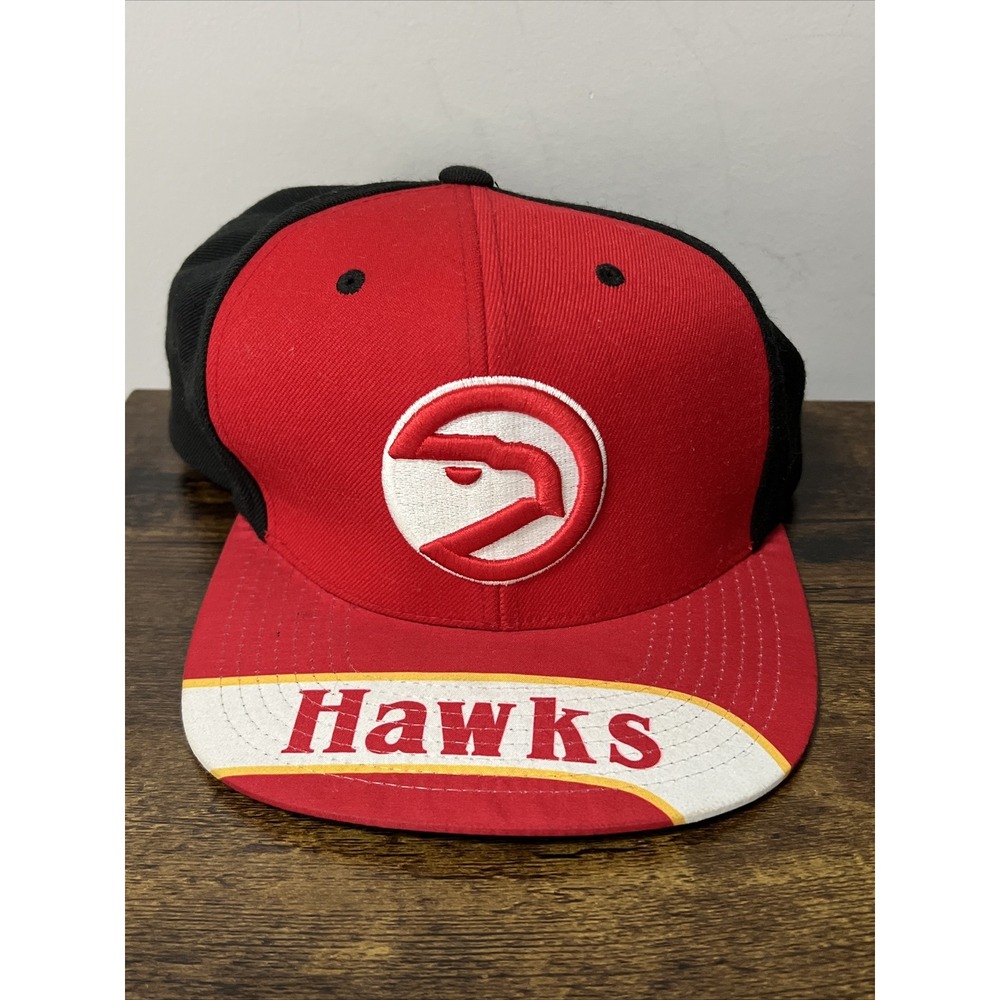 Mitchell & Ness ATLANTA HAWKS 80s RETRO SnapBack Hat Red/Black WOOL BLEND